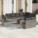 vidaXL 10-delige Loungeset met kussens poly rattan zwart