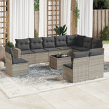 vidaXL 10-delige Loungeset met kussens poly rattan zwart