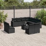 vidaXL 11-delige Loungeset met kussens poly rattan zwart
