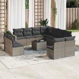 vidaXL 11-delige Loungeset met kussens poly rattan zwart