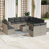 vidaXL 11-delige Loungeset met kussens poly rattan zwart