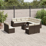 vidaXL 11-delige Loungeset met kussens poly rattan zwart