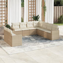 vidaXL 9-delige Loungeset met kussens poly rattan zwart