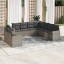 vidaXL 9-delige Loungeset met kussens poly rattan zwart