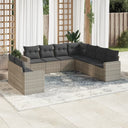 vidaXL 9-delige Loungeset met kussens poly rattan zwart