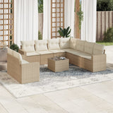 vidaXL 9-delige Loungeset met kussens poly rattan zwart