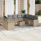 vidaXL 9-delige Loungeset met kussens poly rattan zwart