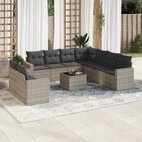 vidaXL 9-delige Loungeset met kussens poly rattan zwart