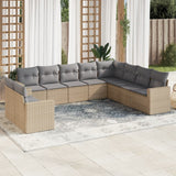 vidaXL 10-delige Loungeset met kussens poly rattan zwart
