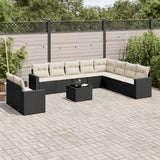 vidaXL 10-delige Loungeset met kussens poly rattan zwart