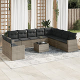 vidaXL 10-delige Loungeset met kussens poly rattan zwart