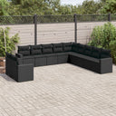 vidaXL 11-Piece Lounge Set with Cushions Poly Rattan Black