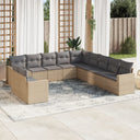 vidaXL 11-Piece Lounge Set with Cushions Poly Rattan Black