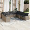 vidaXL 11-Piece Lounge Set with Cushions Poly Rattan Black