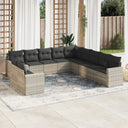 vidaXL 11-Piece Lounge Set with Cushions Poly Rattan Black