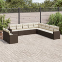 vidaXL 11-Piece Lounge Set with Cushions Poly Rattan Black