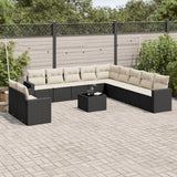 vidaXL 11-delige Loungeset met kussens poly rattan zwart