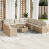 vidaXL 11-delige Loungeset met kussens poly rattan zwart