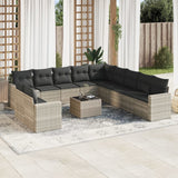 vidaXL 11-delige Loungeset met kussens poly rattan zwart