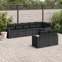 vidaXL 8-piece Lounge Set with Cushions Poly Rattan Black