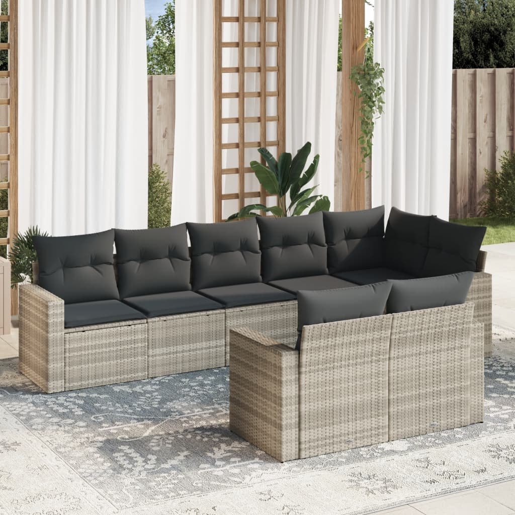 vidaXL 8-delige Loungeset met kussens poly rattan zwart