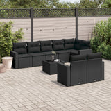 vidaXL 8-delige Loungeset met kussens poly rattan zwart