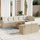 vidaXL 8-delige Loungeset met kussens poly rattan zwart
