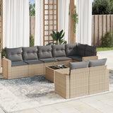 vidaXL 8-delige Loungeset met kussens poly rattan zwart