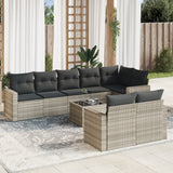 vidaXL 8-delige Loungeset met kussens poly rattan zwart