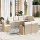 vidaXL 8-delige Loungeset met kussens poly rattan zwart