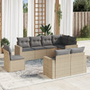vidaXL 8-delige Loungeset met kussens poly rattan zwart
