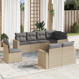 vidaXL 8-delige Loungeset met kussens poly rattan zwart