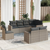 vidaXL 8-delige Loungeset met kussens poly rattan zwart