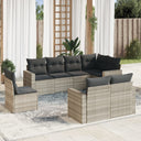 vidaXL 8-delige Loungeset met kussens poly rattan zwart