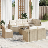 vidaXL 8-delige Loungeset met kussens poly rattan zwart