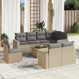 vidaXL 8-delige Loungeset met kussens poly rattan zwart