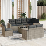 vidaXL 8-delige Loungeset met kussens poly rattan zwart