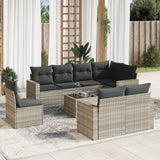 vidaXL 8-delige Loungeset met kussens poly rattan zwart