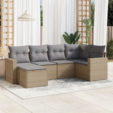 vidaXL 6-delige Loungeset met kussens poly rattan zwart