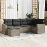 vidaXL 6-delige Loungeset met kussens poly rattan zwart