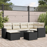 vidaXL 6-delige Loungeset met kussens poly rattan zwart