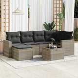 vidaXL 6-delige Loungeset met kussens poly rattan zwart