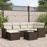 vidaXL 6-delige Loungeset met kussens poly rattan zwart