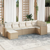 vidaXL 7-delige Loungeset met kussens poly rattan zwart
