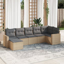 vidaXL 7-delige Loungeset met kussens poly rattan zwart