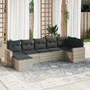 vidaXL 7-delige Loungeset met kussens poly rattan zwart