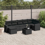 vidaXL 7-delige Loungeset met kussens poly rattan zwart