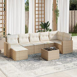 vidaXL 7-delige Loungeset met kussens poly rattan zwart