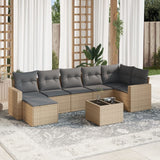 vidaXL 7-delige Loungeset met kussens poly rattan zwart