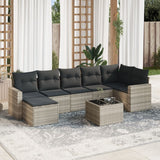 vidaXL 7-delige Loungeset met kussens poly rattan zwart
